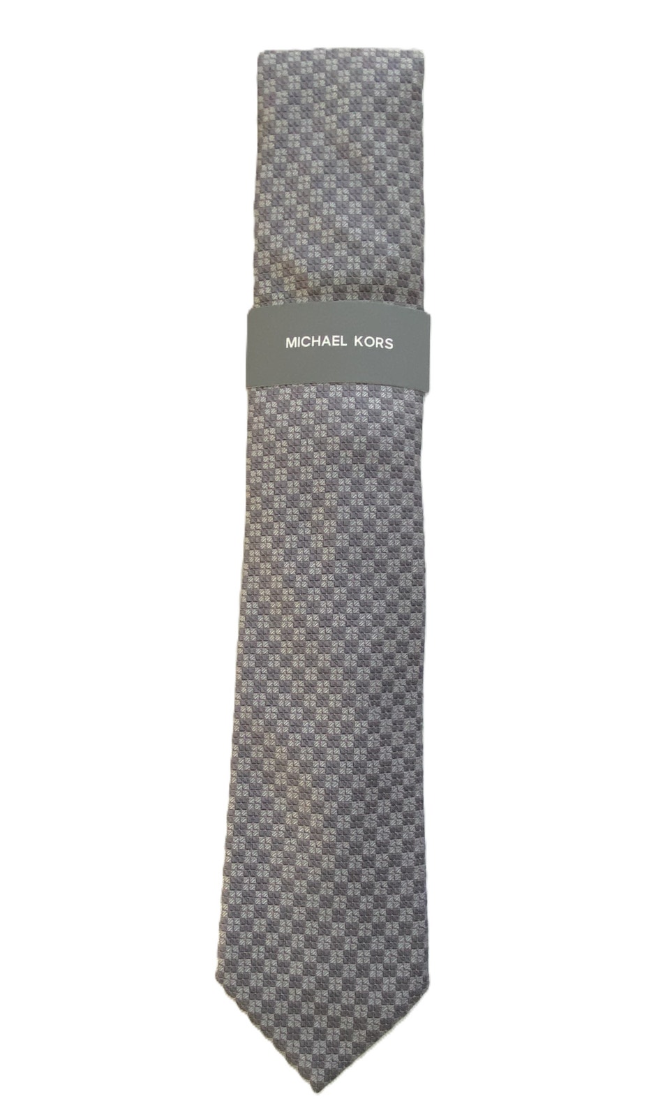 Michael Kors Necktie 3" Winslow Neat Gray Geo Standard Length Silk Blend New